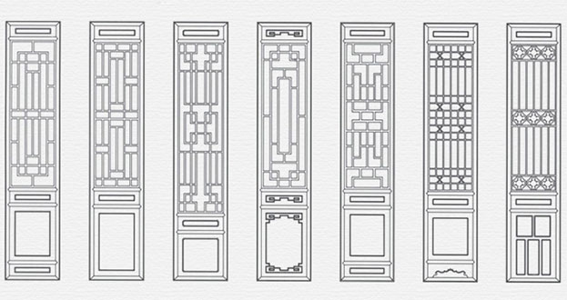 册亨常用中式仿古花窗图案隔断设计图